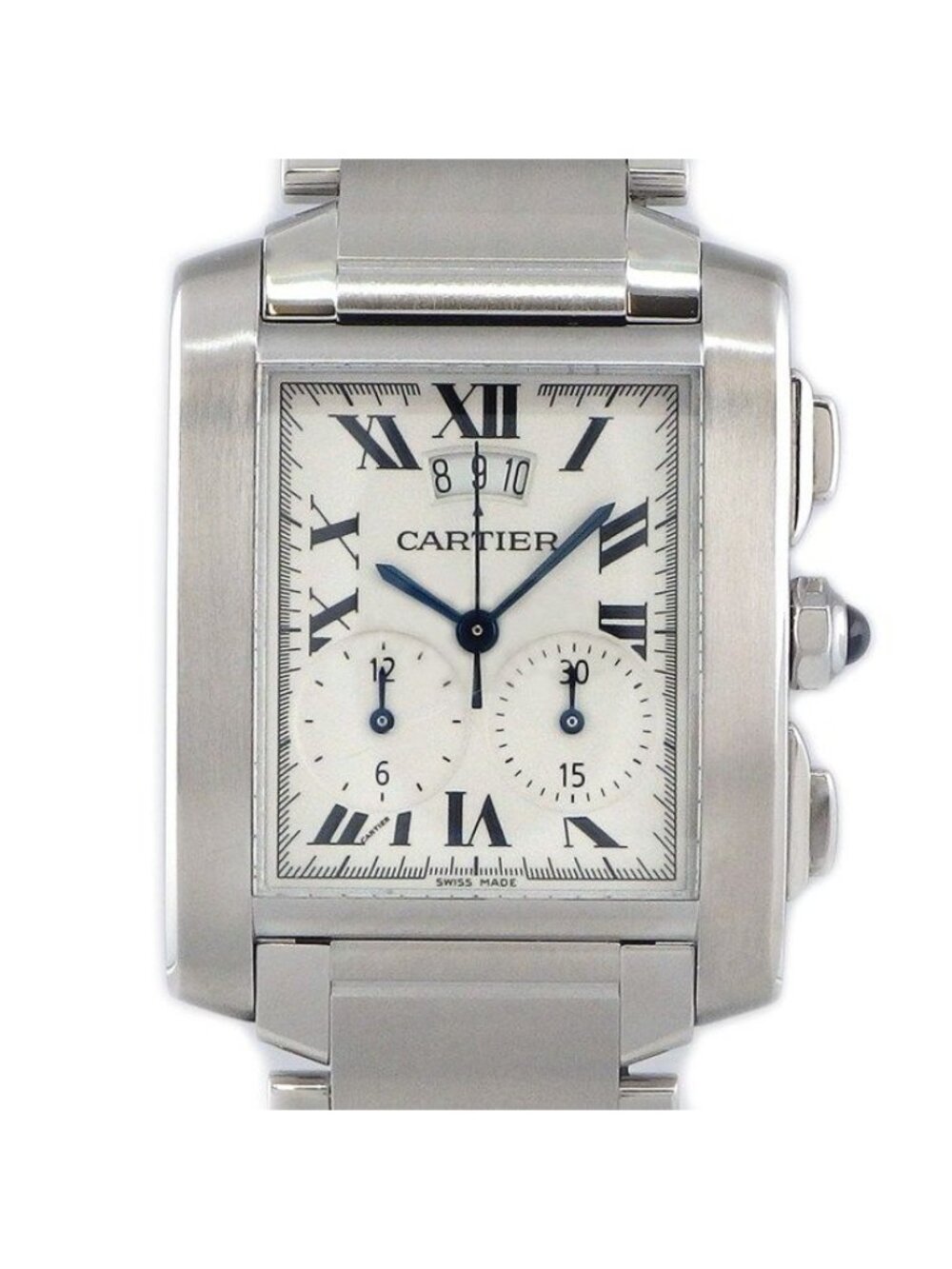 Cartier Watch Tank Francaise Chrono Reflex Rectangular White Dial Roman Index